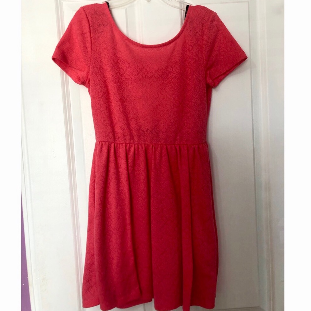 Pink Floral Forever 21 Skater Dress with Bow